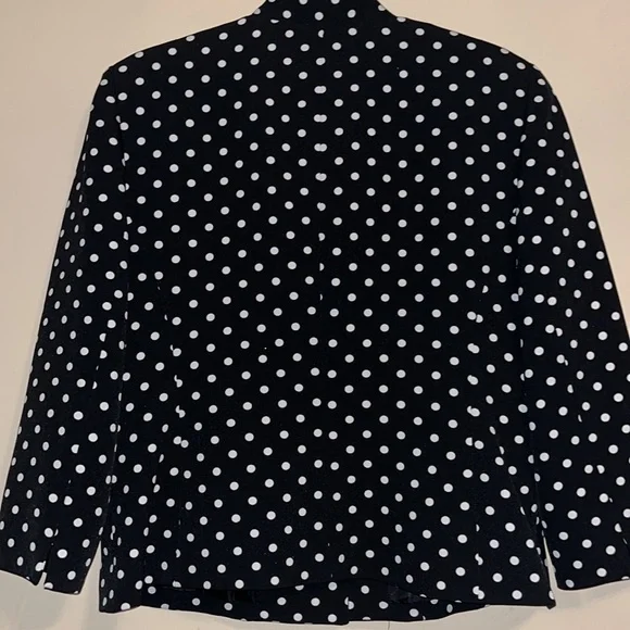 Kasper - Vintage 90’s Black & White Polka Dot Blazer Jacket - Picture 7 of 12
